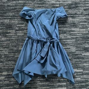 Halston Heritage Off-shoulder sleeveless dress with tie